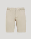 9 Sandstone Chino Shorts 2.0, front view, with pockets and belt loops.