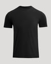 Black t-shirt on a light gray background