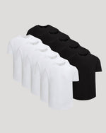 Black & White Short Classic Curved Hem Crew 10-Pack