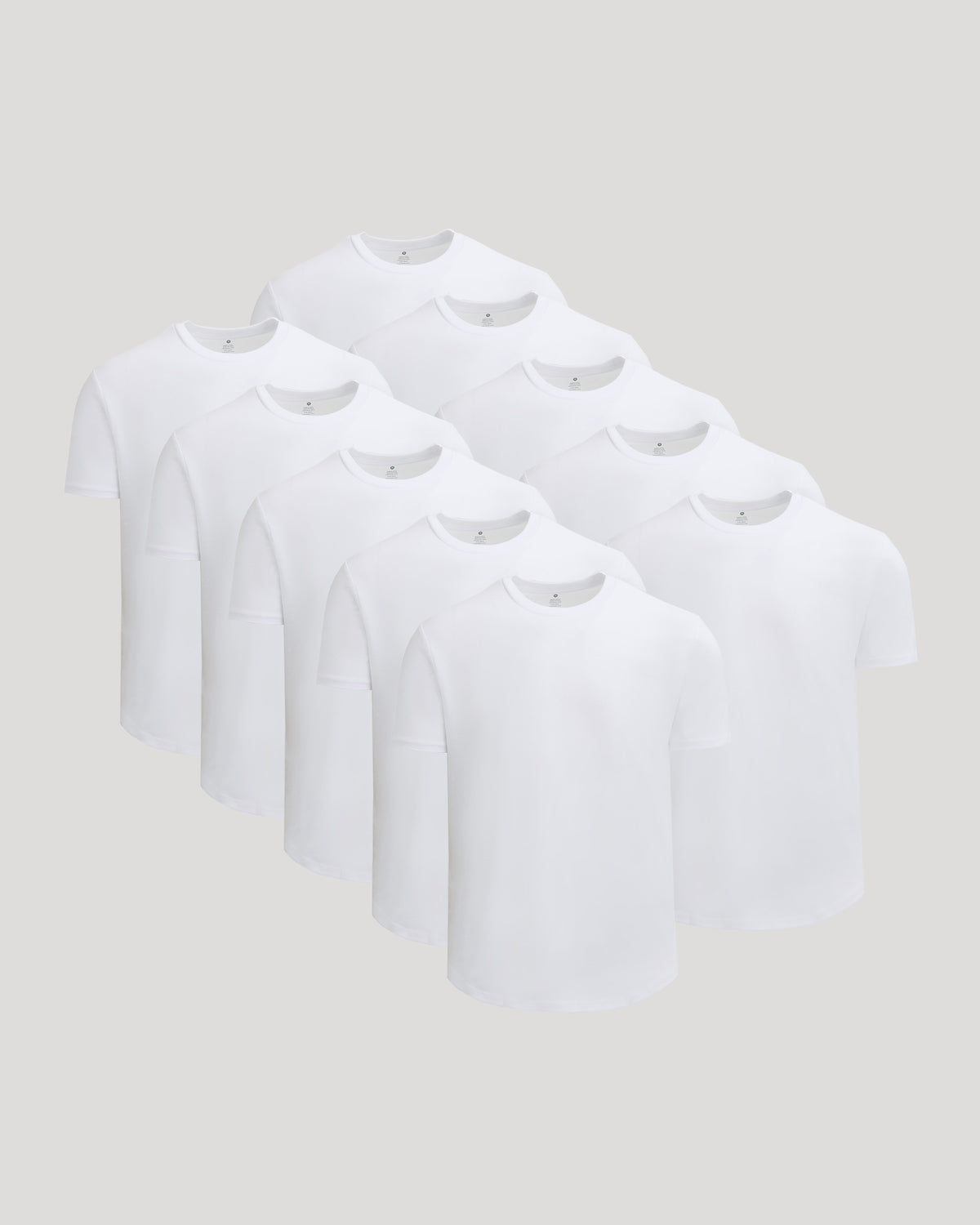 All White Short Classic Curved Hem Crew 10-Pack