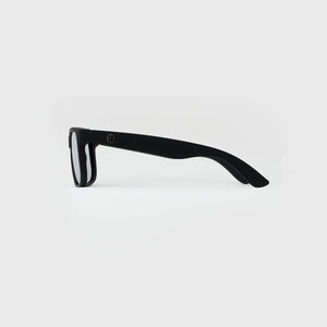 True ClassicBlack Mirror Classic Polarized Sunglasses with thick rectangular frames and logo detail.