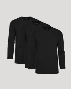 True ClassicBlack Waffle Long Sleeve Crew Neck 3-Pack