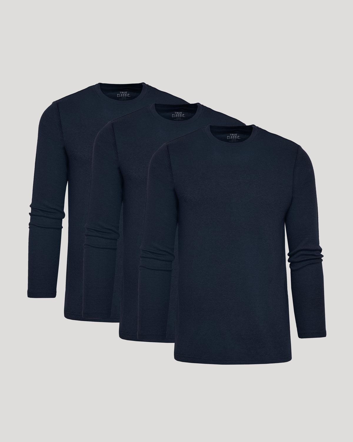 Navy Long Sleeve Waffle Crew 2-Pack displayed on light-gray background.