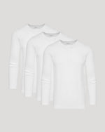 White Waffle Long Sleeve Henley 3-Pack
