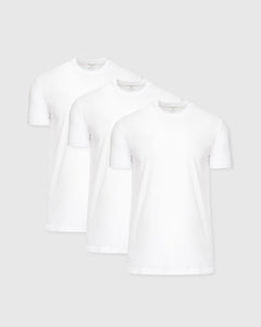 True ClassicAll-White Tall Straight Hem Crew Neck T-Shirt 3-Pack displayed.