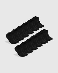 True ClassicBlack Ankle Socks 12-Pack staggered display, showcasing seamless toe design.