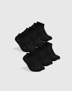 True ClassicBlack Ankle Socks 6-Pack arranged in staggered rows.