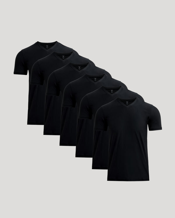 Men's Active V-Neck Performance T-Shirt multi-pack displayed overlapping.