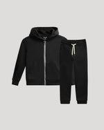 Sudadera con capucha y pantalón deportivo de polar negro con cremallera completa para niño (paquete de 2)