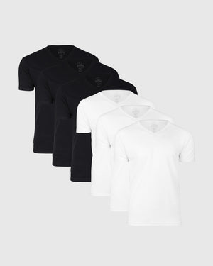 Black & White V-Neck Tee 6-Pack, fitted short-sleeve basics displayed.