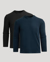 Black & Navy Heavyweight Long Sleeve Pocket Crew 2-Pack shirts displayed.