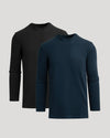 Black & Navy Tall Heavyweight Long Sleeve Pocket Crew 2-Pack on display.