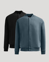 Black & Neptune Bomber Fleece Jacket 2-Pack on light gray background.