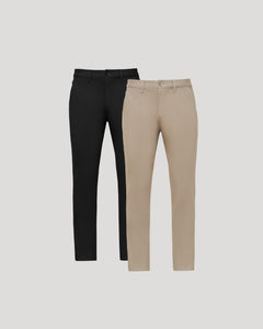 True ClassicBlack & Khaki Slim Chino Pants 2-Pack, side-by-side display.