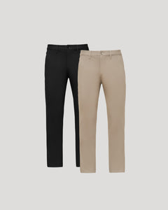 True ClassicBlack & Khaki Straight Chino Pants 2-Pack on neutral background.