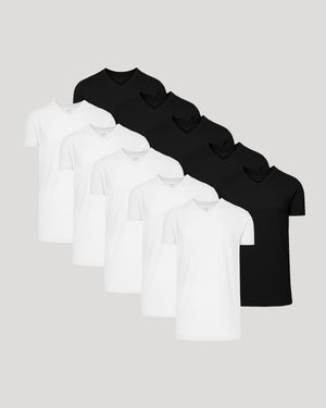Black & White Classic Tall V-Neck 10-Pack neatly displayed.
