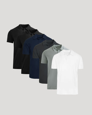 Classic Polo 6-Pack, fanned display of six short-sleeve polos.