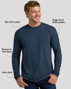 Man wearing Navy Classic Long Sleeve Crew Neck, highlighting soft fabric and tailored fit.