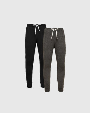Black & Charcoal Heather Gray Active Training Joggers 2-Pack with drawstrings.