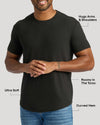 Man wearing Black & White Curved Classic Crew Neck 2-Pack shirt.