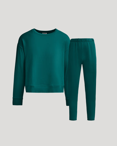 Deep Emerald Slouch Pullover Crew & Relaxed Jogger Set