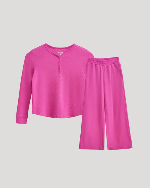 Girls Waffle Henley & Waffle Pants Set