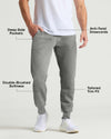 Dark Heather Gray Fleece French Terry Joggers with deep pockets and tailored fit.