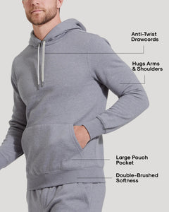 True ClassicHeather Gray Fleece French Terry Pullover Hoodie with pouch pocket.