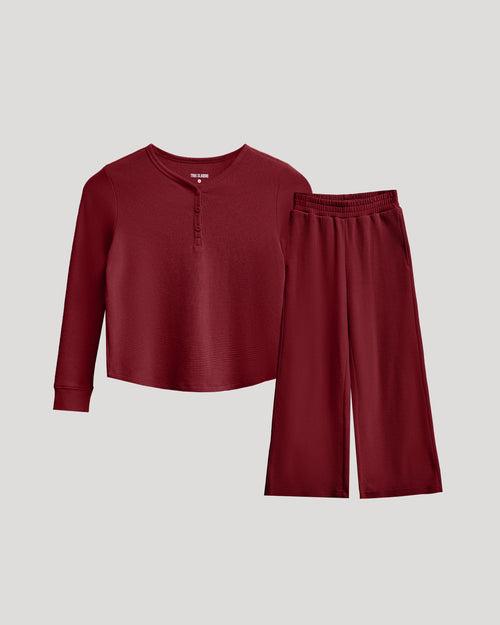Girls Waffle Henley & Waffle Pants Set