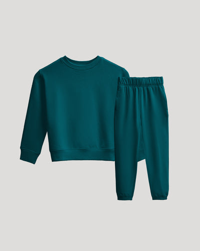 Deep Emerald Slouch Pullover Crew & Relaxed Jogger Set