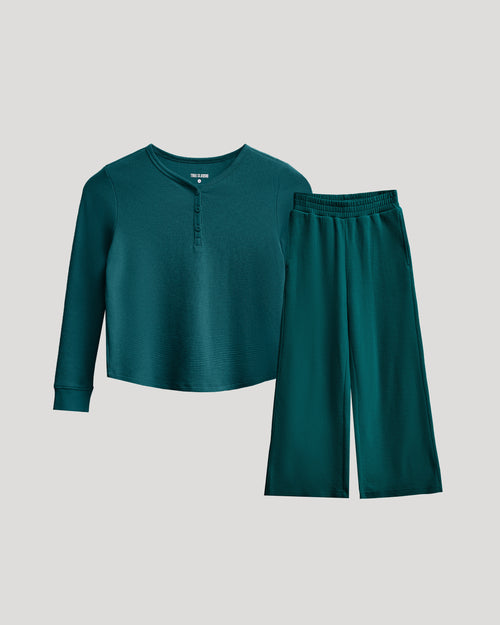 Girls Waffle Henley & Waffle Pants Set