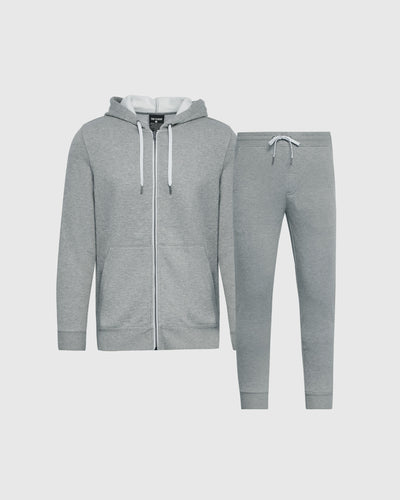Dark Heather Gray Full Zip Fleece Hoodie & Jogger Set