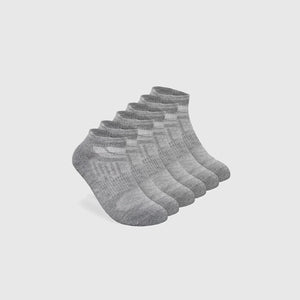 True ClassicHeather Gray Ankle Socks 3-Pack, low-cut, fanned display.
