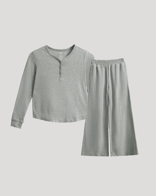 Girls Waffle Henley & Waffle Pants Set