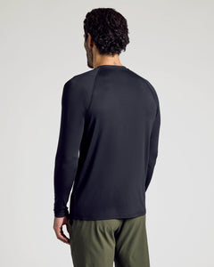 True ClassicBack view of Black Long Sleeve Active Mesh Crew on man.