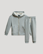 Sudadera con capucha y pantalón deportivo de polar con cremallera completa en gris jaspeado mediano para niño (paquete de 2)