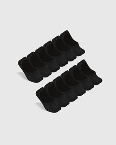 True ClassicBlack Never Show Socks 12-Pack arranged in two staggered rows.