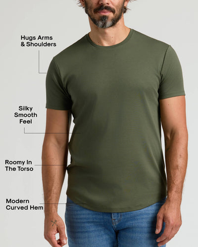 Pima Cotton Blend Crew ‑ Curved Hem