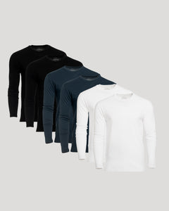 True ClassicTrue Classic Men’s Long Sleeve Crew Neck Tee 6-pack, soft cotton stretch fit.