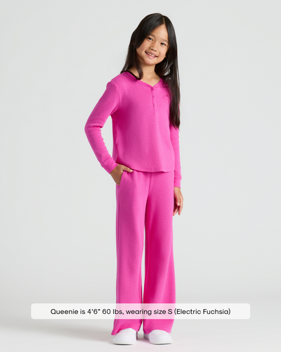 Girls Waffle Wide Leg Pants