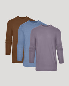 True ClassicSeasonal Tall Classic Long Sleeve Crew 3-Pack shirts displayed overlapping.