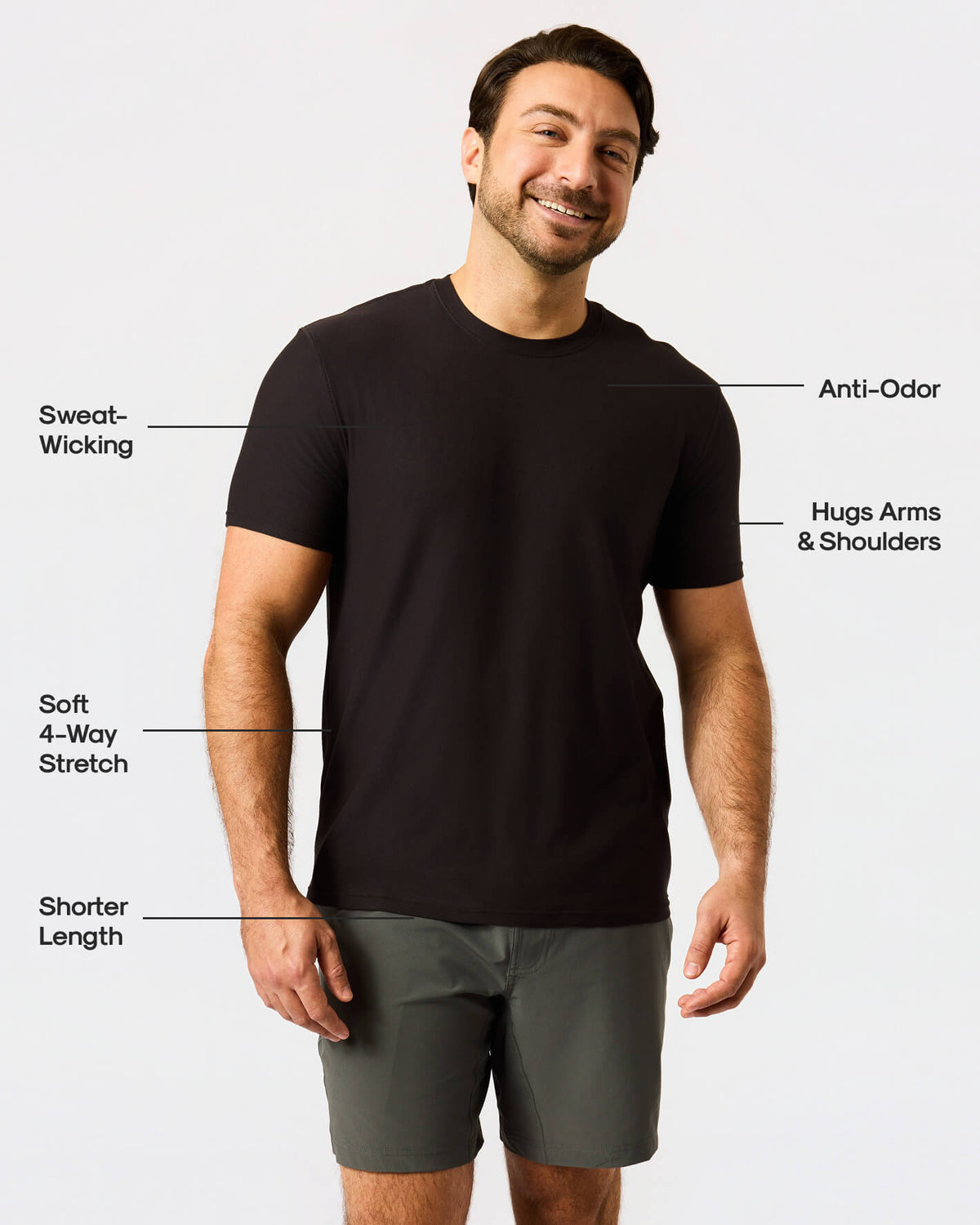 All Black Short Active Crew Neck 3-Pack