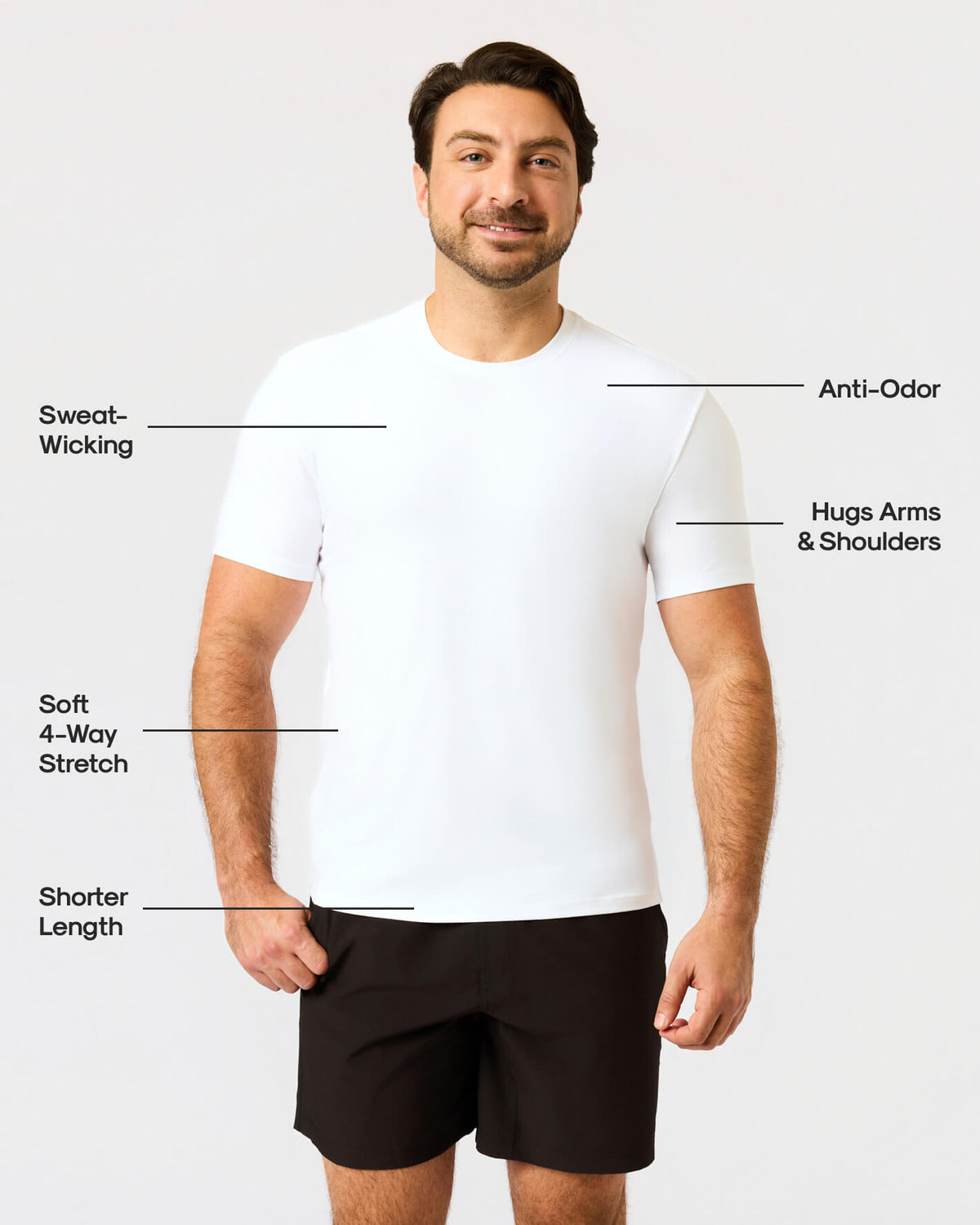 All White Short Active Crew Neck 3-Pack