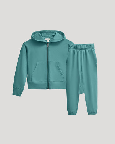 Stormcloud Cropped Zip Hoodie & Relaxed Joggers Set