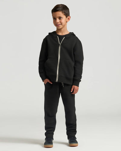 Black Full Zip Fleece Hoodie & Jogger Set