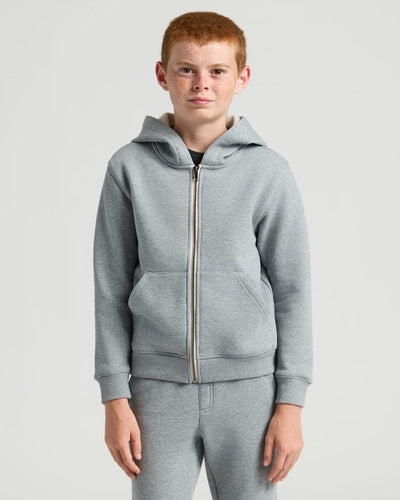 Medium Heather Gray Full Zip Fleece Hoodie & Jogger Set