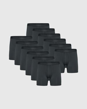 Carbon Boxer Briefs 12-Pack, featuring black boxer-briefs with elastic waistbands.