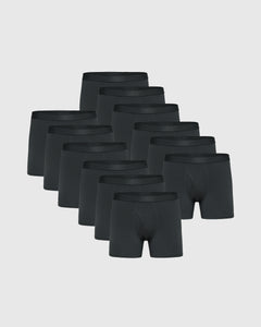 True ClassicCarbon Boxer Trunks W/ Fly 12-Pack neatly arranged on neutral background.