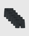 Carbon Boxer Trunks W/ Fly 6-Pack, black boxer-briefs, staggered row.