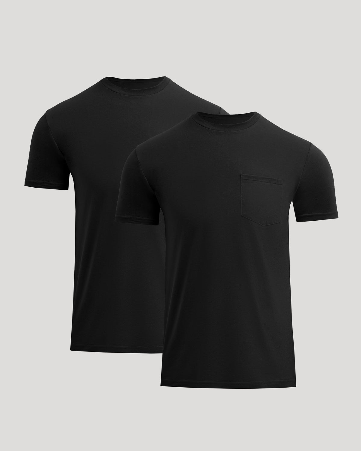 Black Classic Pocket Crew 2-Pack with one pocketed and one plain T-shirt.
